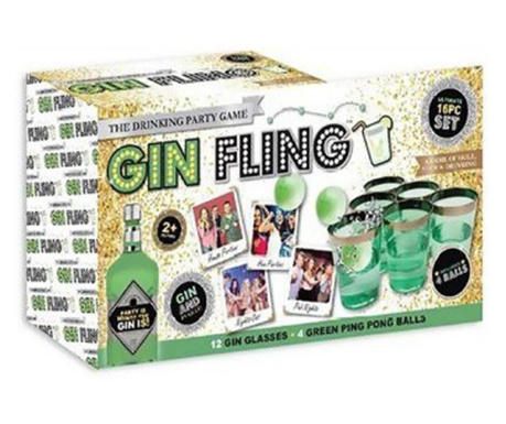 Joc de baut Gin Fling, pentru petreceri, 16 piese, Gonga® Verde