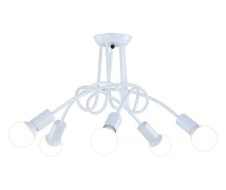 Lustra cu 5 pendule E27, 34 cm Alb