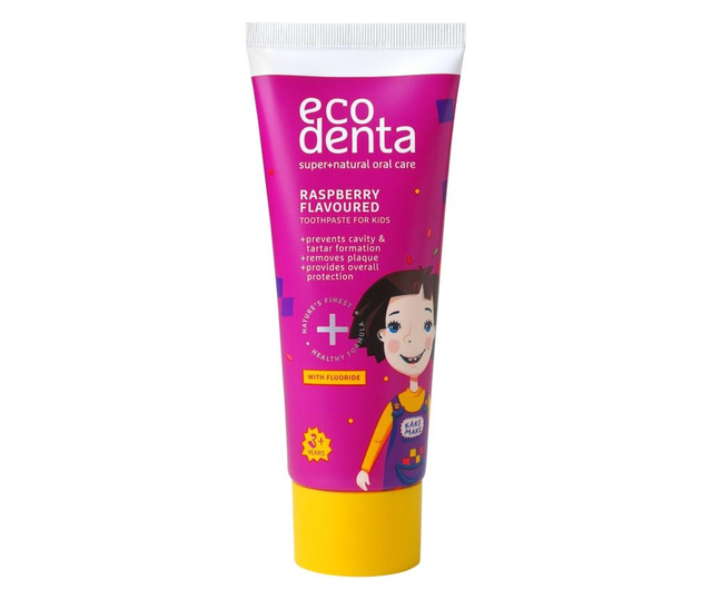 Pasta de dinti pentru copii impotriva cariilor cu aroma de zmeura, Ecodenta, 75 ml