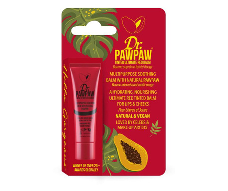 Balsam multifunctional vegan, nuanta Hot Red, Dr.PAWPAW, 10 ml
