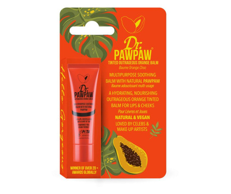 Balsam multifunctional vegan, nuanta Outrageous Orange, Dr.PAWPAW, 10 ml