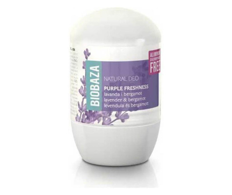 Deodorant natural pe baza de piatra de alaun pentru femei PURPLE FRESHNESS (lavanda si bergamota), Biobaza, 50 ml