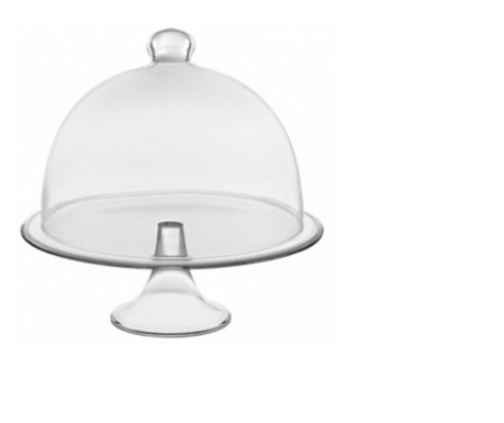 BANQUET Кръгла стъклена поставка за сладки с купол 21xh22,5cm