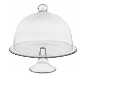 BANQUET Кръгла стъклена поставка за сладки с купол 33xh30,5cm