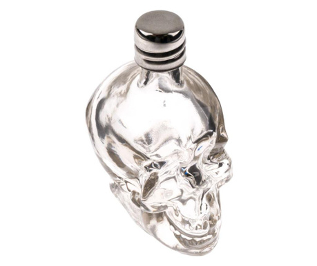Sticluta transparenta in forma de Craniu, capac metalic, Createur, Transparent, 50 ml