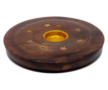 Suport rotund bete parfumate sau conuri, lemn, createur, maro - 7 cm