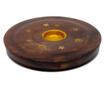 Suport rotund bete parfumate sau conuri, lemn, createur, maro - 9.7 cm