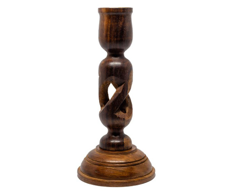 Sfesnic model spirala infinitului, lemn sculptat, Maro, Createur, 15 cm