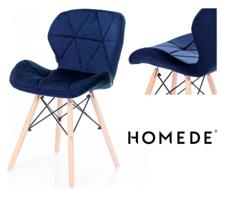 Set 4 scaune Homede, Silla, albastru, 55x42x78 cm