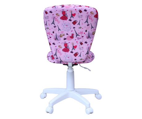 Scaun de birou pentru copii Polly, baza alba, stofa cu model CM4
