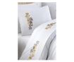 Lenjerie de pat Double Valentini Bianco, bumbac, crem/galben mustar
