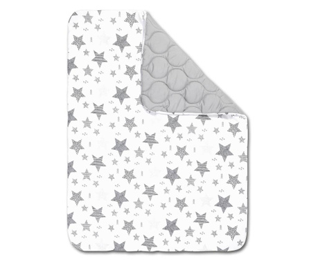 Set perna bebelus si plapumioara matlasata 100x75 cm Kidizi Magic Stars Grey