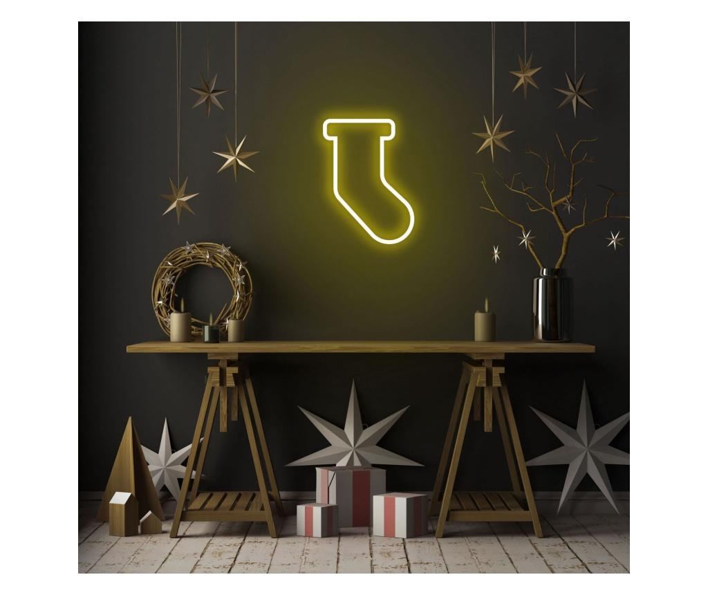 Decoratiune de perete cu LED Neon Graph, Socks, Placa din spuma PVC, Led, galben, 24x18x2 cm - 4