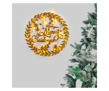 Decoratiune suspendabila de Craciun cu LED Tanelorn, Xmasgold, metal, 59x56x1 cm, auriu