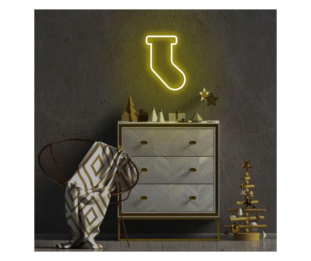 Decoratiune de perete cu LED Neon Graph, Socks, Placa din spuma PVC, Led, galben, 24x18x2 cm - 2