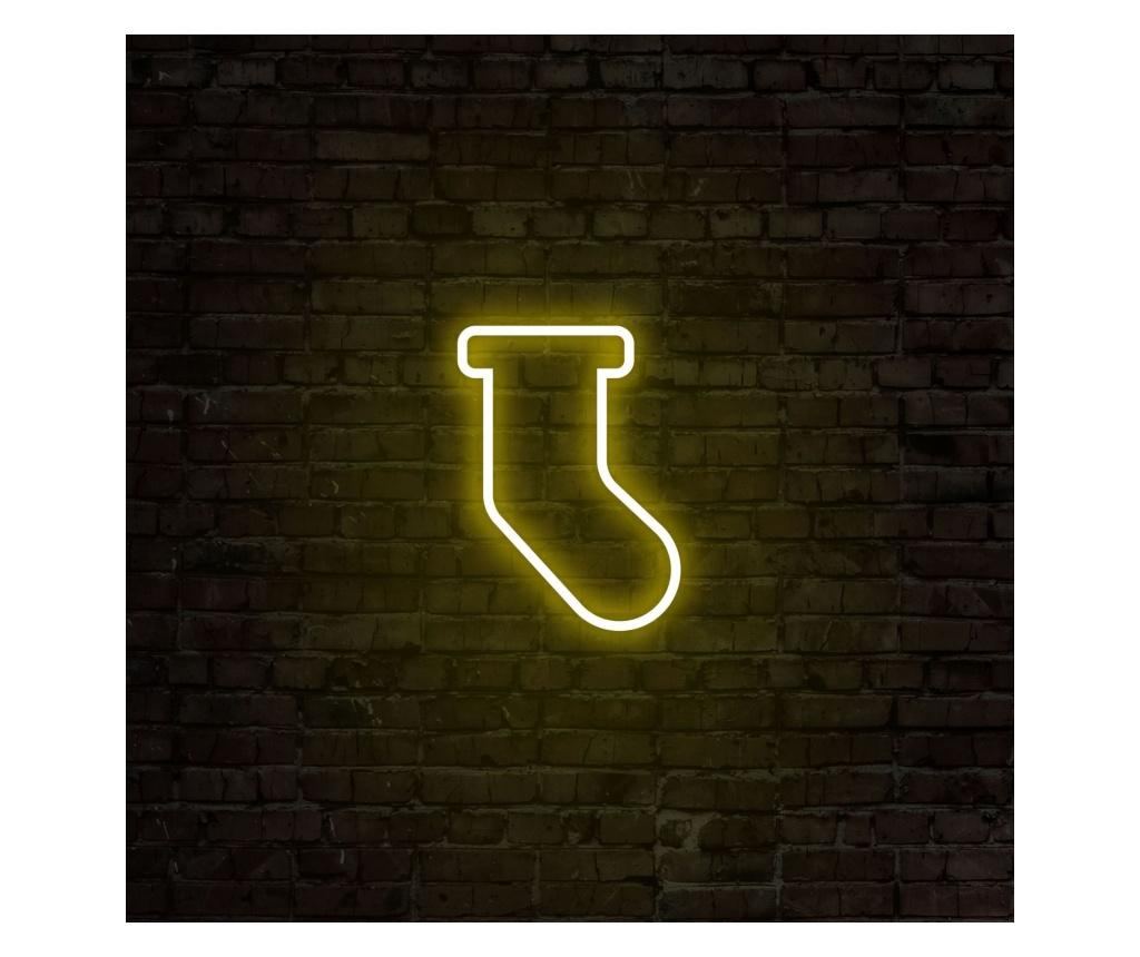 Decoratiune de perete cu LED Neon Graph, Socks, Placa din spuma PVC, Led, galben, 24x18x2 cm - 5