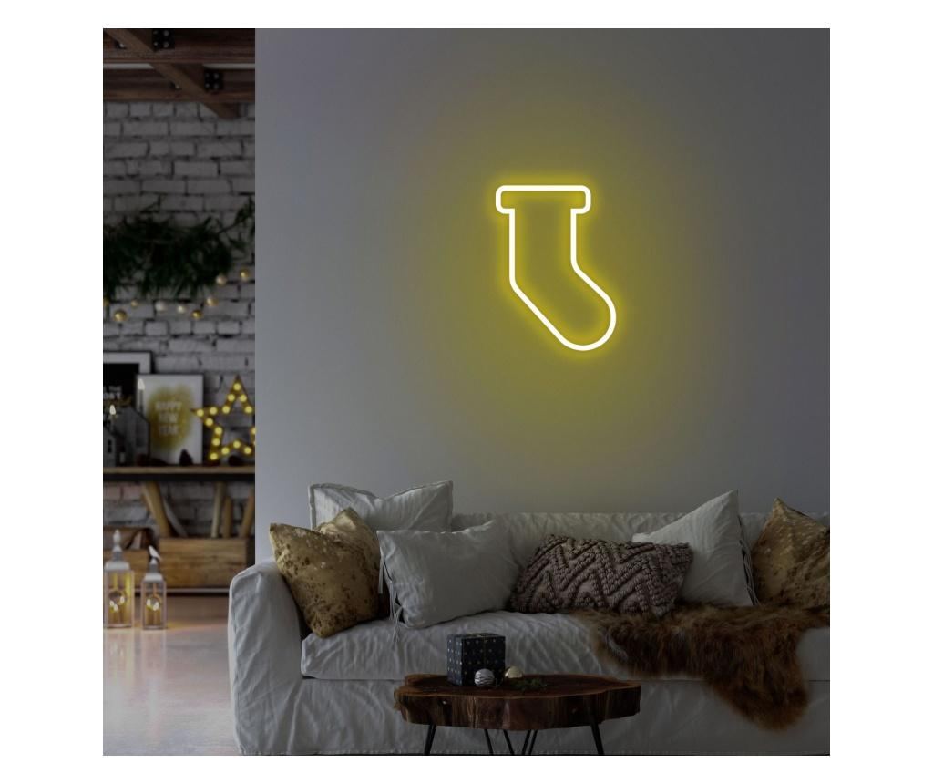 Decoratiune de perete cu LED Neon Graph, Socks, Placa din spuma PVC, Led, galben, 24x18x2 cm - 3