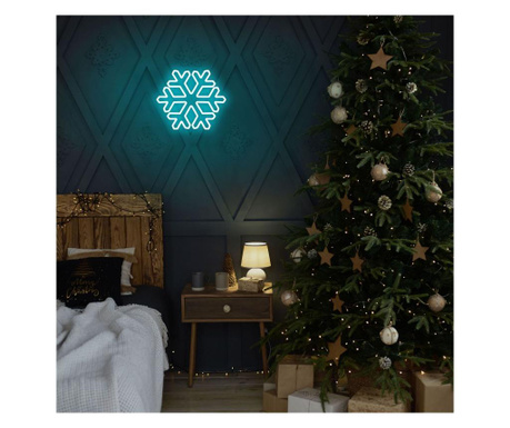 Decoratiune de perete cu LED Neon Graph, Snowflake, Placa din spuma PVC, Led, albastru, 30x26x2 cm