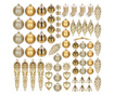 Set globuri si decoratiuni de Craciun Sersimo, 72 piese, diverse dimensiuni, auriu