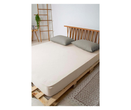 Cearsaf de pat cu elastic Irya Home, Sandra, bumbac, 180x200 cm, ecru