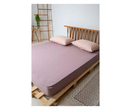 Cearsaf de pat cu elastic Irya Home, Sandra, bumbac, 180x200 cm, lila