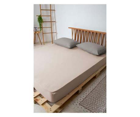 Cearsaf de pat cu elastic Irya Home, Sandra, bumbac, 180x200 cm, bej
