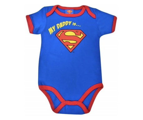 Body cu capse pentru baieti, 6-12 luni, Superman, albastru