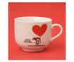 Керамична чаша и чаена лъжичка Pufo, модел Red Love, 120 мл, бяла