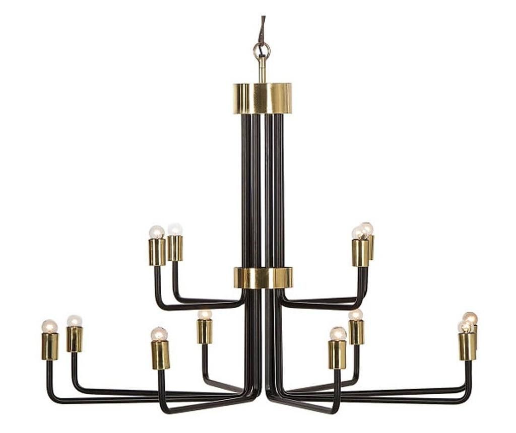 Cojom King 12 Chandelier, modern/classic, 12xE14, matte black with matte gold socket covers, Cojom metal, Metal / Wood, Brown | 