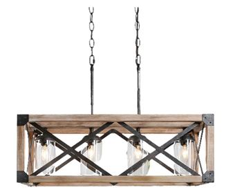 Candelabru Cojom Grace 4 ,rustic-vintage, 4xE27, lemn maro cu metal negru Cojom, Metal, Alb|Oranj|Rosu|Turcoaz