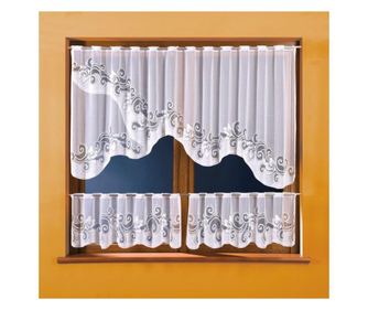 Set Perdele Ligia W328 250x100 cm, 2x (125x40) cm, 100% Poliester, dantela, alb