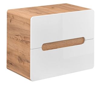Долен шкаф за баня без мивка Aruba 828, MDF/MFC, златен дъб/бял гланц