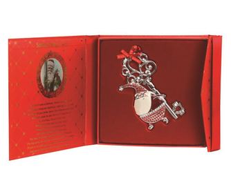 Decorațiune metalică, în cutie elegantă - Moș Crăciun cu cheia magică a Crăciunului