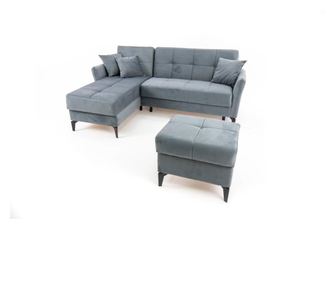 Set Coltar extensibil Sani Levy cu taburet,230x155x91 cm,Gri