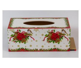 Cutie servetele decorativa handmade Craciun,lemn,25x13,5x10 cm