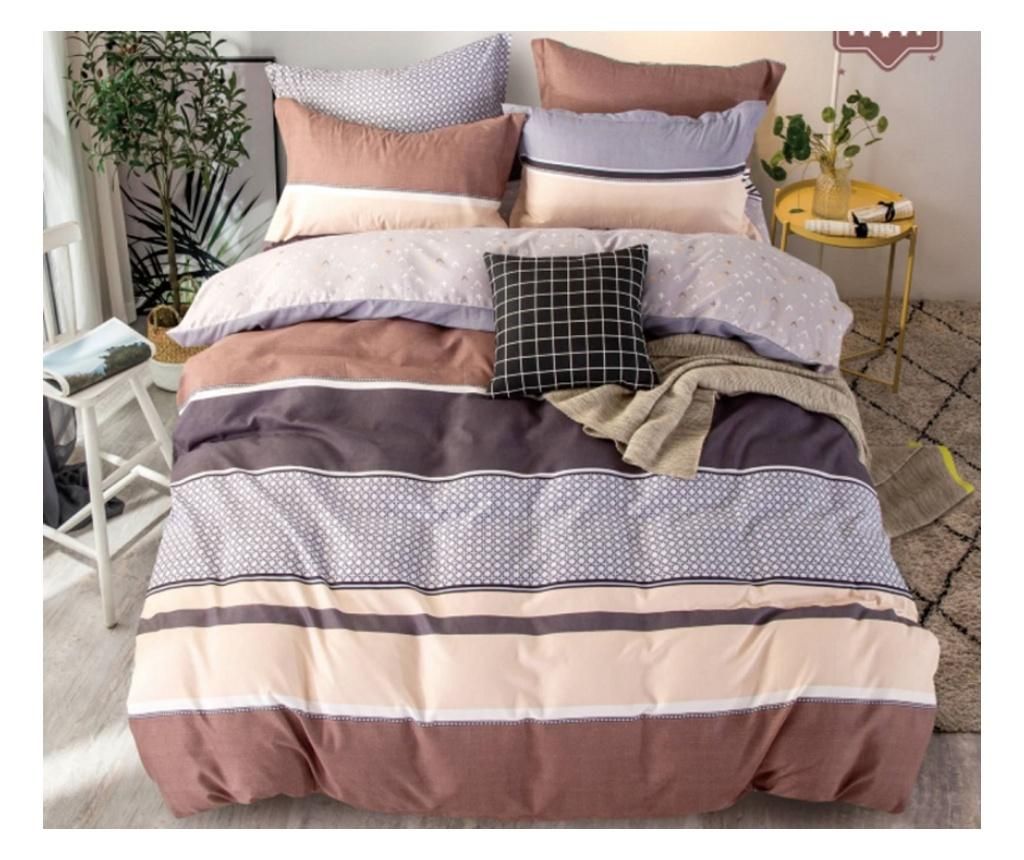 Sendia Miami 3 részes flanel ágyneműhuzat pamut-poliészter 140x200cm szürke-beige csíkos