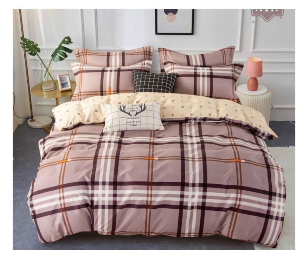 Sendia Miami 3 részes flanel ágyneműhuzat pamut-poliészter 140x200cm beige kockás