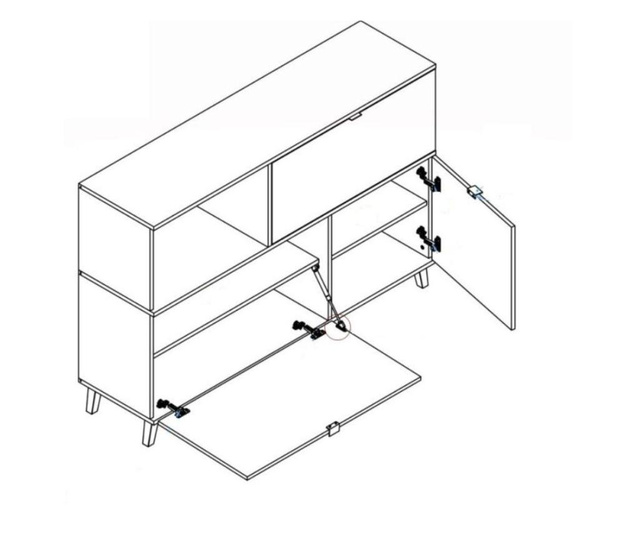 Comoda nest km-1 cu 3 usi stejar 150 x 40 x 100 cm