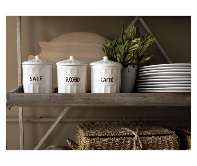 Recipient cu capac pentru cafea Luxe Lodge, ceramica, alb, 12x12x18 cm