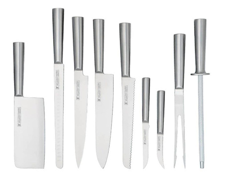 Set 7 cutite cu geanta, ascutitor si furculita pentru carne Timeless Tools 45,9x25,7x6,5 cm