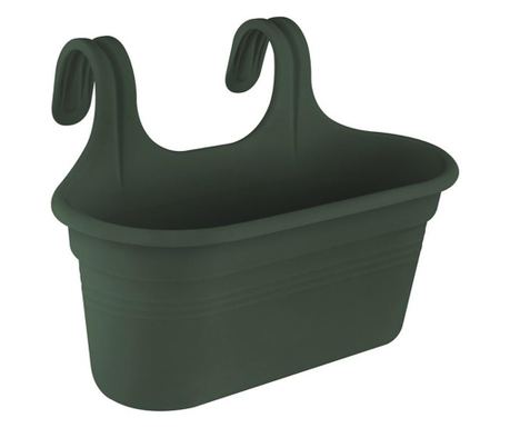 Jardiniera green basics, cu lungimea de 36 cm, pentru balustrada, culoarea verde 