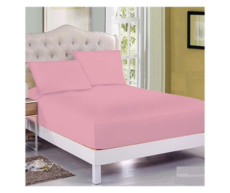 Set husa de pat bumbac 2 fete de perna roz 140x200
