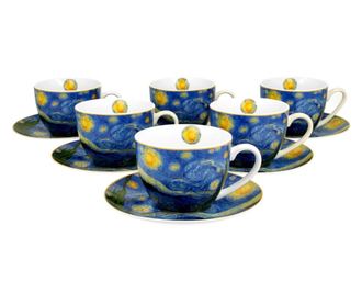 Сервиз 6 чашки с чинийки Starry Night 280 ml