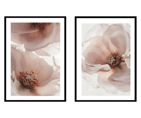 Set 2 tablouri blooming pink rose 30x40 cm