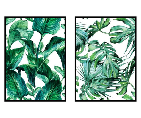 Set 2 tablouri tropical leaves 30x40 cm