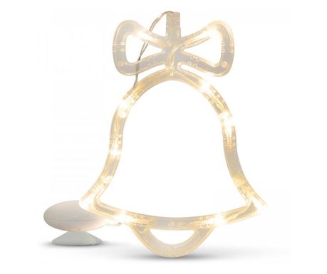 Decor pentru ferestre mari LED - ren, Moș Crăciun - 45 x 24 cm - alb cald - 3 x AAA