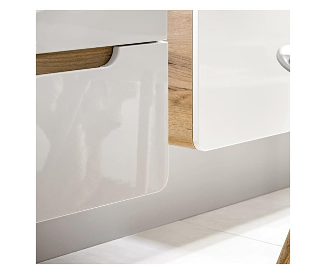 Долен шкаф за баня без мивка Aruba 828, MDF/MFC, златен дъб/бял гланц