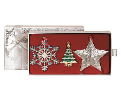 Set cadou - 3 decorațiuni metalice elegante, de Crăciun