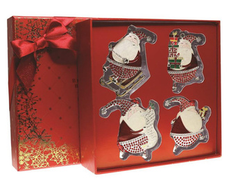 Set cadou - 4 decorațiuni metalice cu Moș Crăciun