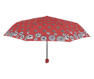 Umbrelă damă MINI manuală Perletti flori buline roșu